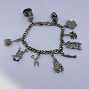 Vintage Bracelet Articulated Wheelbarrow Ladder Wagon Well Novelty Whimsical